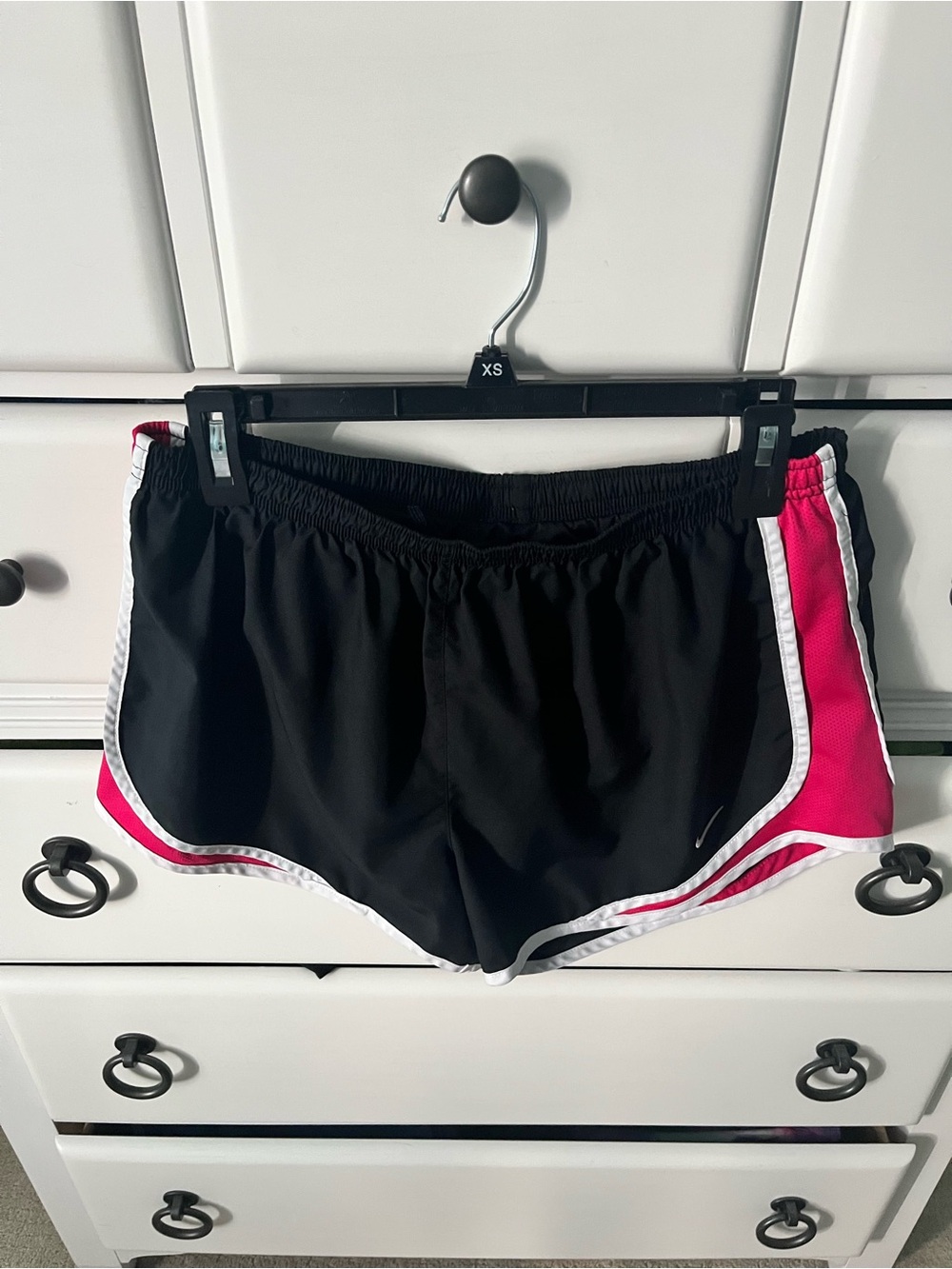 Nike Women's Black and Pink Athletic Running Shorts